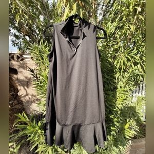 OH SO SEXY LEG LOVING LITTLE BLACK DRESS SIDE KICK PLEAT SLIT ZIP UP FLOUNCE HEM